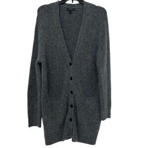 J.Crew Merino Wool Blend Long Cardigan Gray Button Front Size S Oversized Cozy